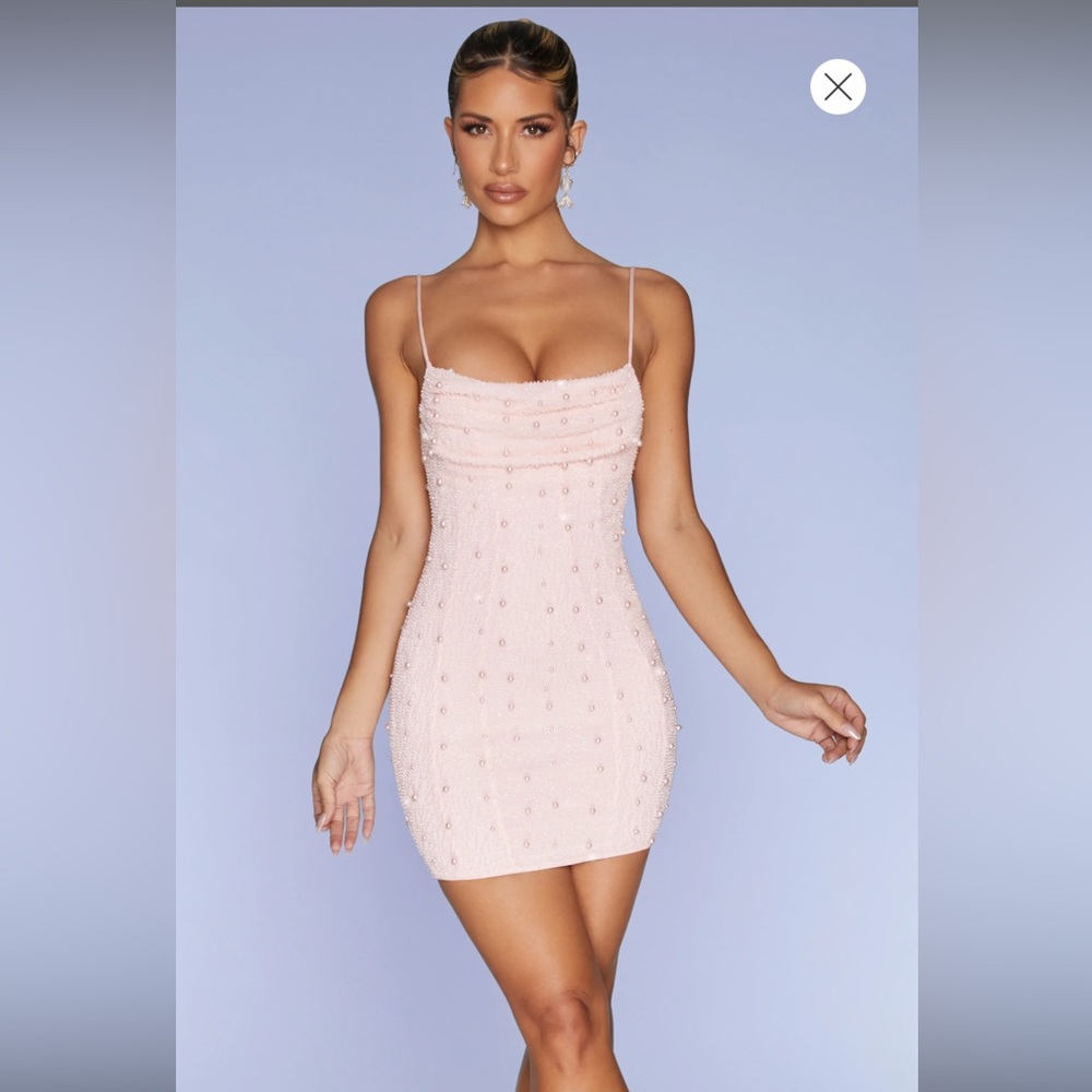 Pink Oh Polly beaded tank top dress